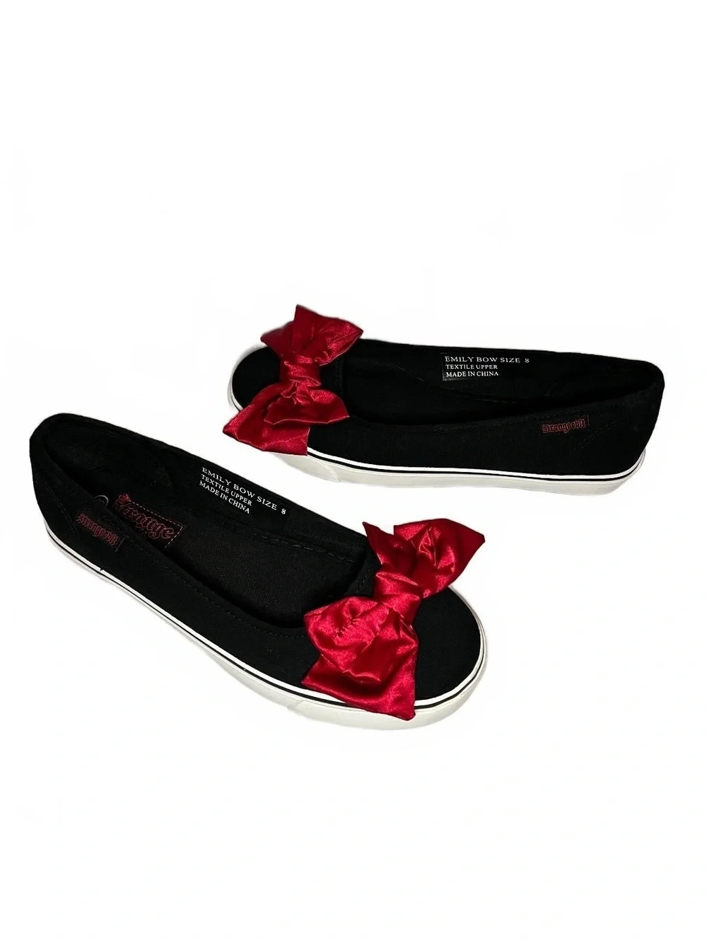 Strange Cvlt x Emily the Strange Bow Flats Black Red Size 8